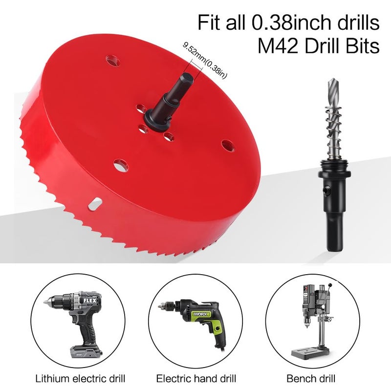 LOOTOOLS 5 inch Hole Saw with Arbor for Metal Wood and Plastic, 127mm Bi-Metal Hole Cutter for Different Project with Smooth and Flat Drilling Edge, Fast Chip Removal - Image 3